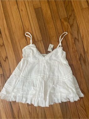Aeropostale White Cotton Eyelet Tank Top